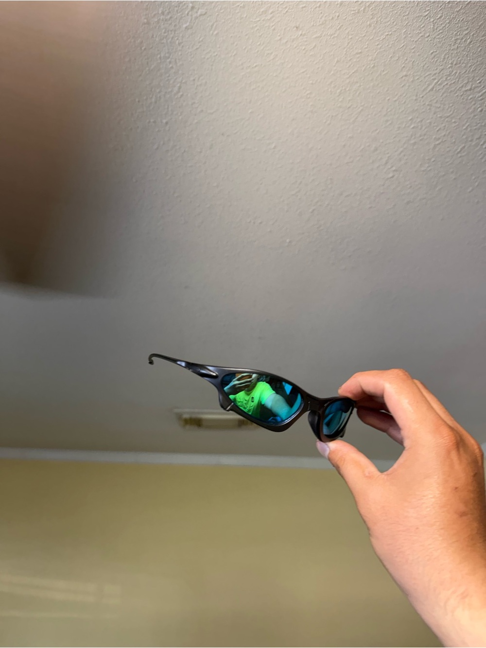 Men's Black Frame Green Mirrored Swim Sunglasses Oakleys